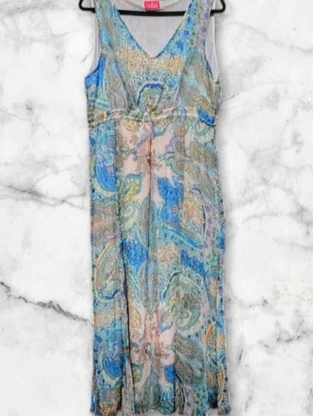 Together : Sheer Lined Pastel Paisley Maxi Dress.